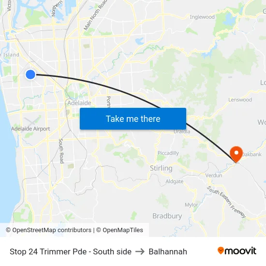 Stop 24 Trimmer Pde - South side to Balhannah map