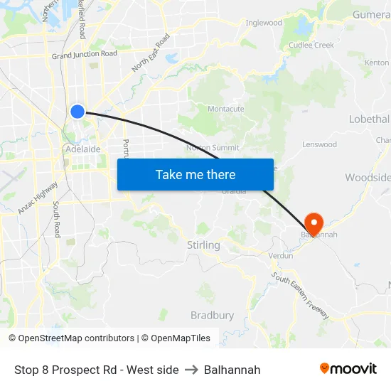 Stop 8 Prospect Rd - West side to Balhannah map
