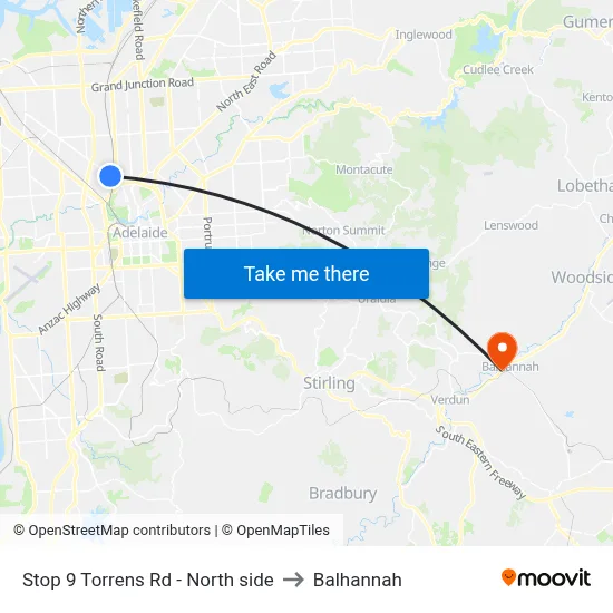 Stop 9 Torrens Rd - North side to Balhannah map