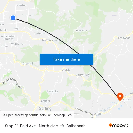 Stop 21 Reid Ave - North side to Balhannah map