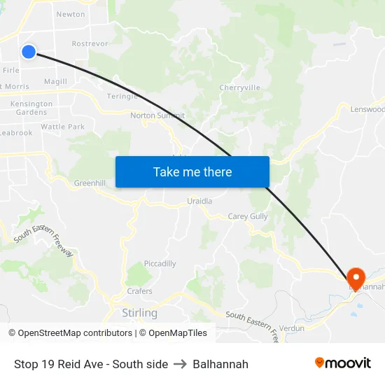 Stop 19 Reid Ave - South side to Balhannah map