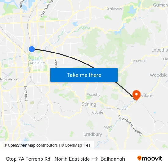 Stop 7A Torrens Rd - North East side to Balhannah map