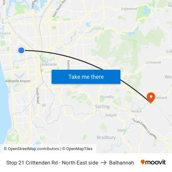 Stop 21 Crittenden Rd - North East side to Balhannah map