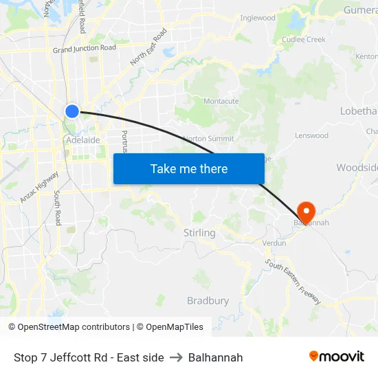 Stop 7 Jeffcott Rd - East side to Balhannah map