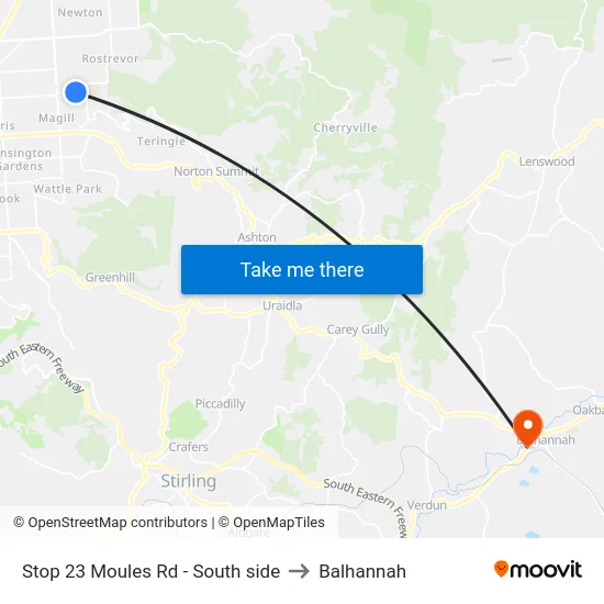 Stop 23 Moules Rd - South side to Balhannah map