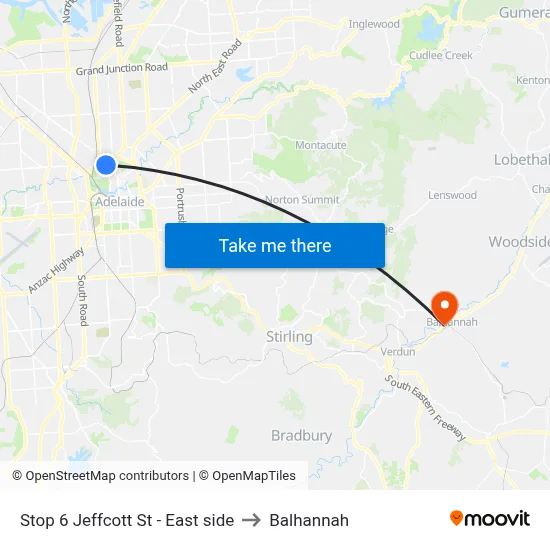 Stop 6 Jeffcott St - East side to Balhannah map