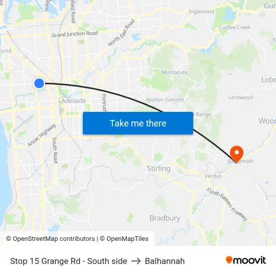 Stop 15 Grange Rd - South side to Balhannah map