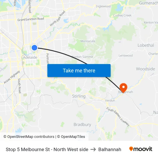 Stop 5 Melbourne St - North West side to Balhannah map