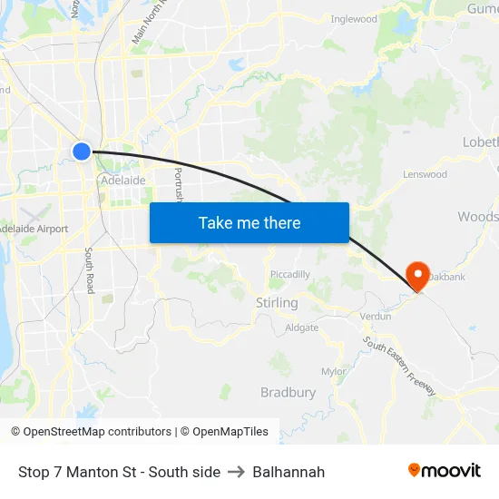 Stop 7 Manton St - South side to Balhannah map