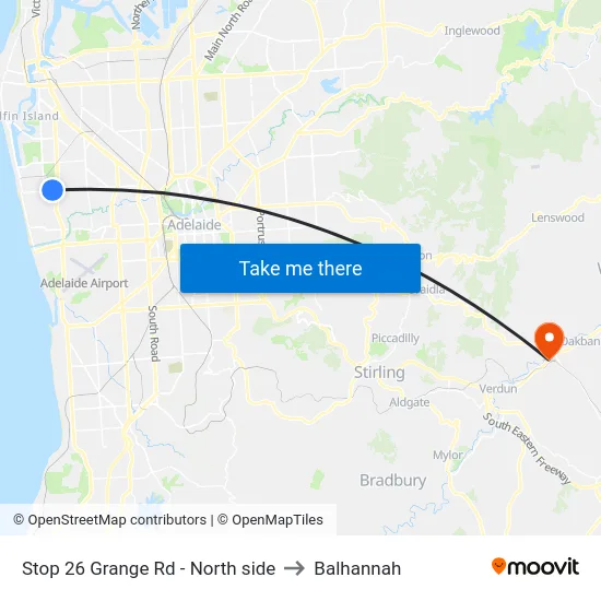 Stop 26 Grange Rd - North side to Balhannah map