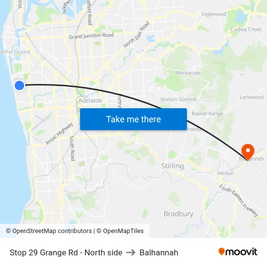 Stop 29 Grange Rd - North side to Balhannah map