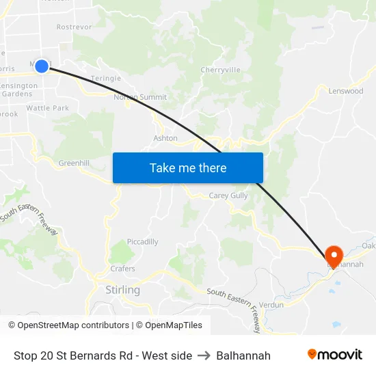Stop 20 St Bernards Rd - West side to Balhannah map