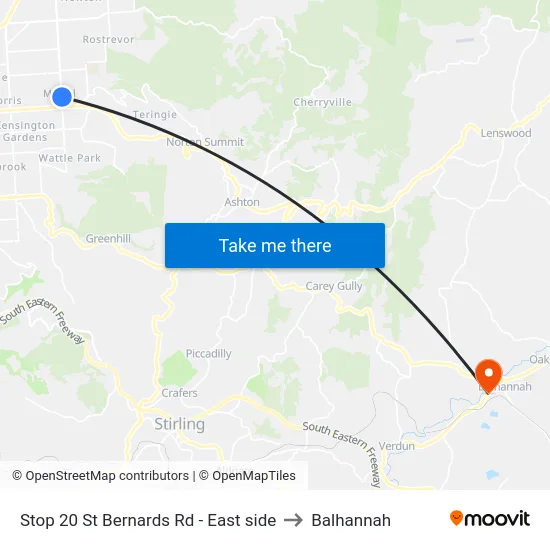 Stop 20 St Bernards Rd - East side to Balhannah map