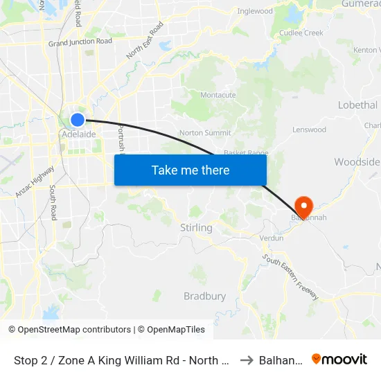 Stop 2 / Zone A King William Rd - North West side to Balhannah map