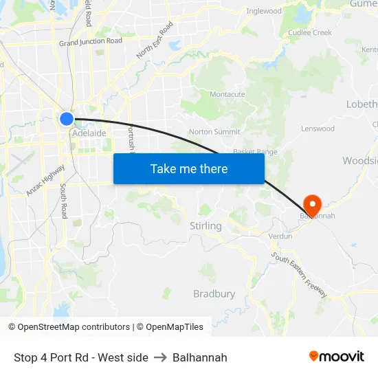 Stop 4 Port Rd - West side to Balhannah map