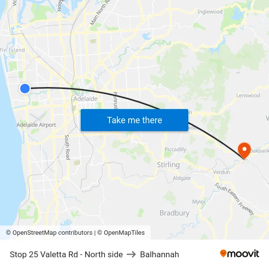Stop 25 Valetta Rd - North side to Balhannah map