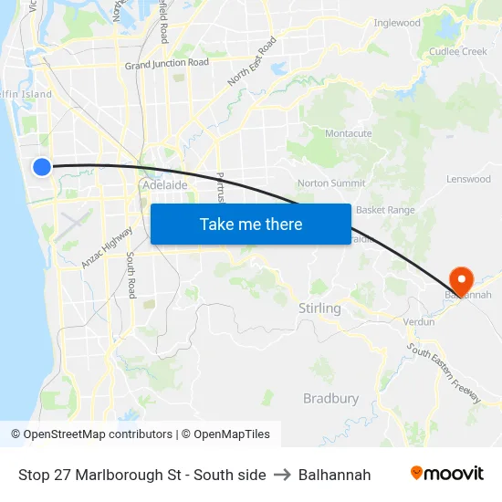 Stop 27 Marlborough St - South side to Balhannah map
