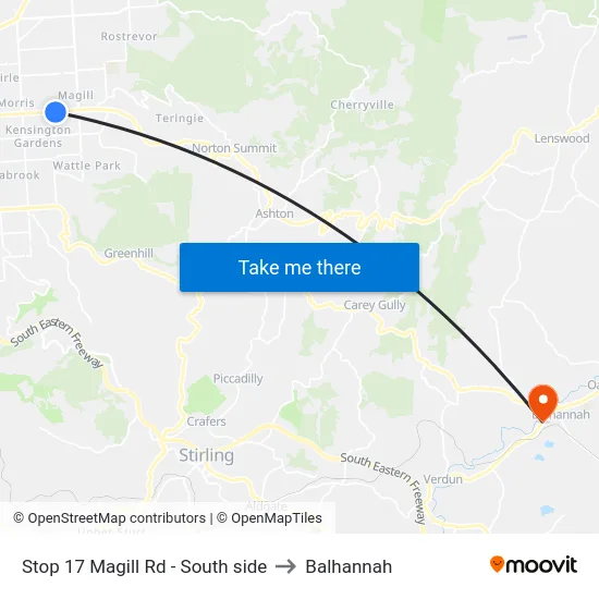 Stop 17 Magill Rd - South side to Balhannah map