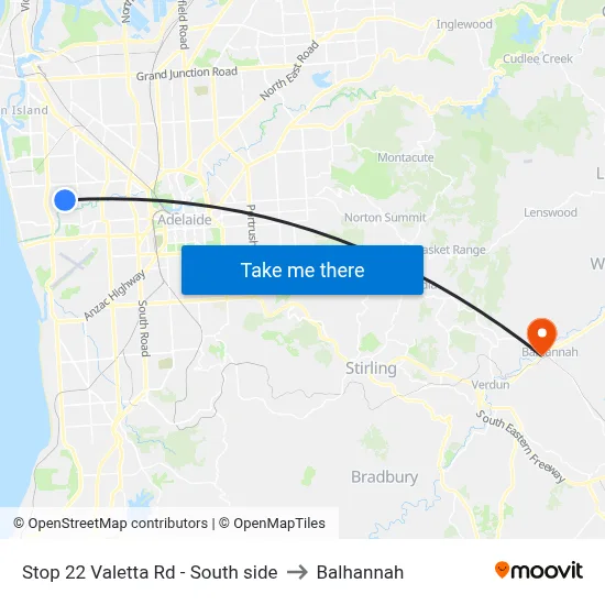 Stop 22 Valetta Rd - South side to Balhannah map