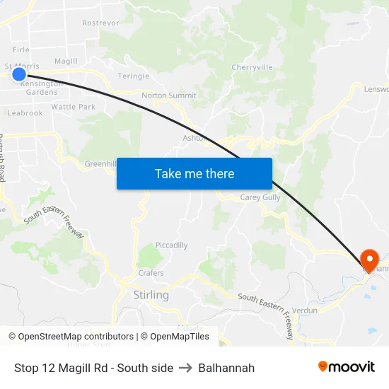 Stop 12 Magill Rd - South side to Balhannah map
