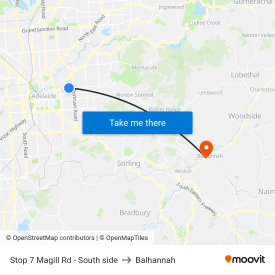 Stop 7 Magill Rd - South side to Balhannah map