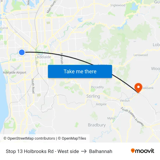 Stop 13 Holbrooks Rd - West side to Balhannah map