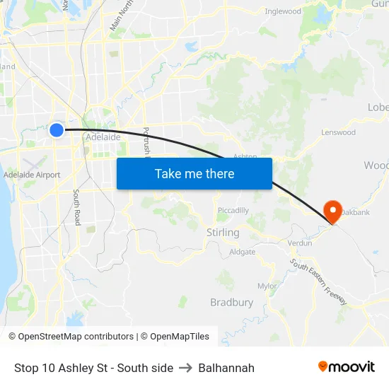 Stop 10 Ashley St - South side to Balhannah map
