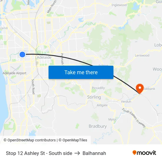 Stop 12 Ashley St - South side to Balhannah map