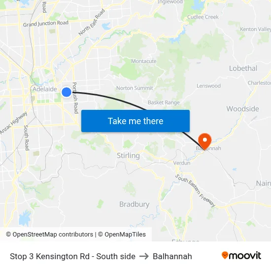 Stop 3 Kensington Rd - South side to Balhannah map