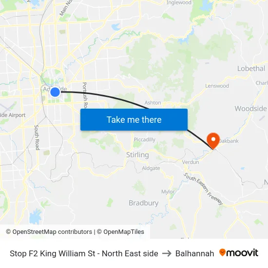 Stop F2 King William St - North East side to Balhannah map