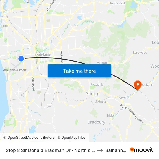 Stop 8 Sir Donald Bradman Dr - North side to Balhannah map