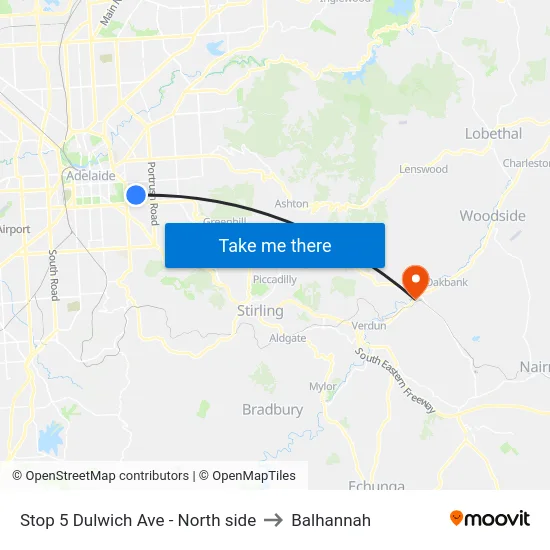 Stop 5 Dulwich Ave - North side to Balhannah map