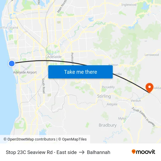 Stop 23C Seaview Rd - East side to Balhannah map