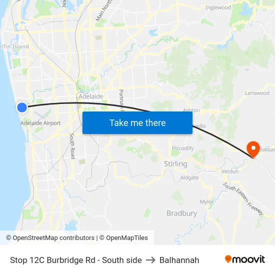 Stop 12C Burbridge Rd - South side to Balhannah map