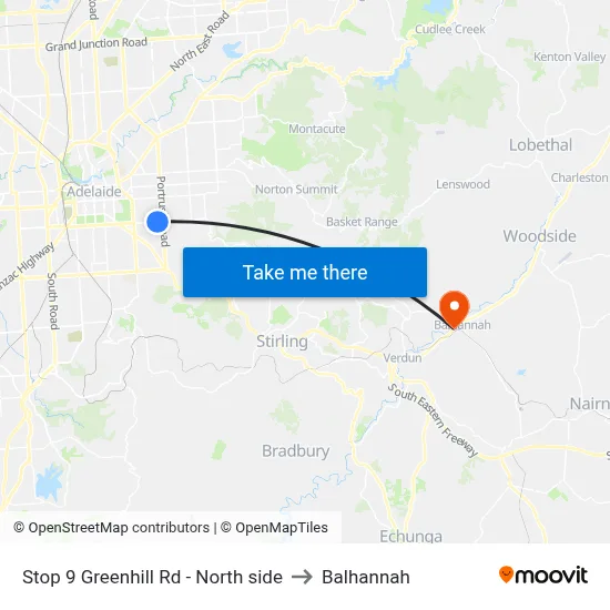 Stop 9 Greenhill Rd - North side to Balhannah map