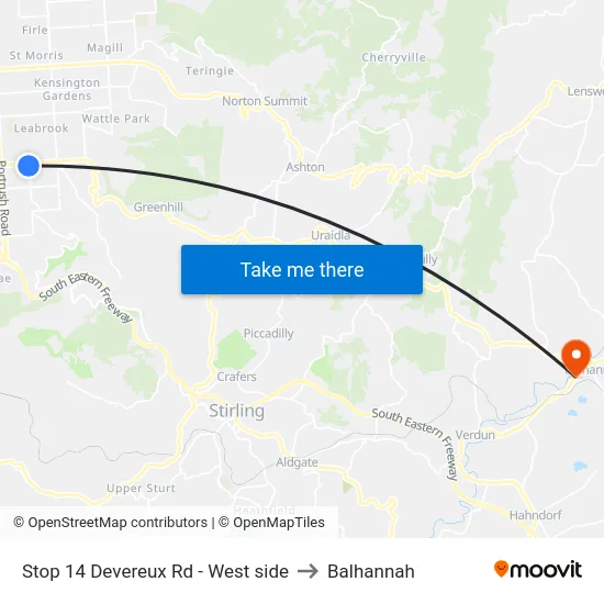 Stop 14 Devereux Rd - West side to Balhannah map