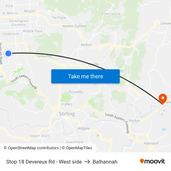 Stop 18 Devereux Rd - West side to Balhannah map