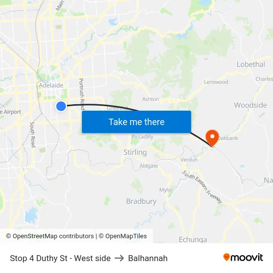Stop 4 Duthy St - West side to Balhannah map