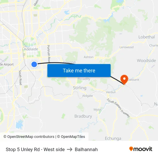 Stop 5 Unley Rd - West side to Balhannah map