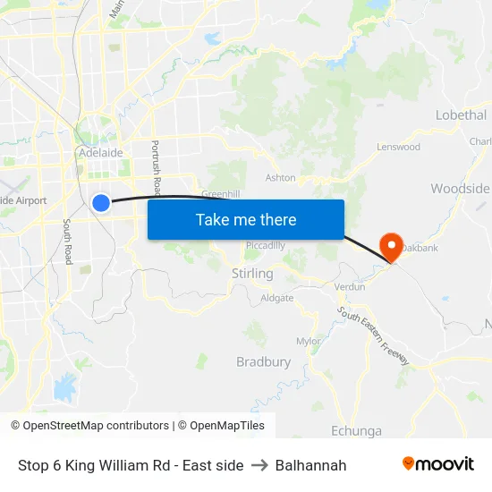 Stop 6 King William Rd - East side to Balhannah map