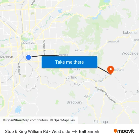 Stop 6 King William Rd - West side to Balhannah map