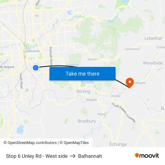 Stop 6 Unley Rd - West side to Balhannah map