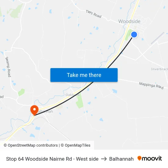 Stop 64 Woodside Nairne Rd - West side to Balhannah map