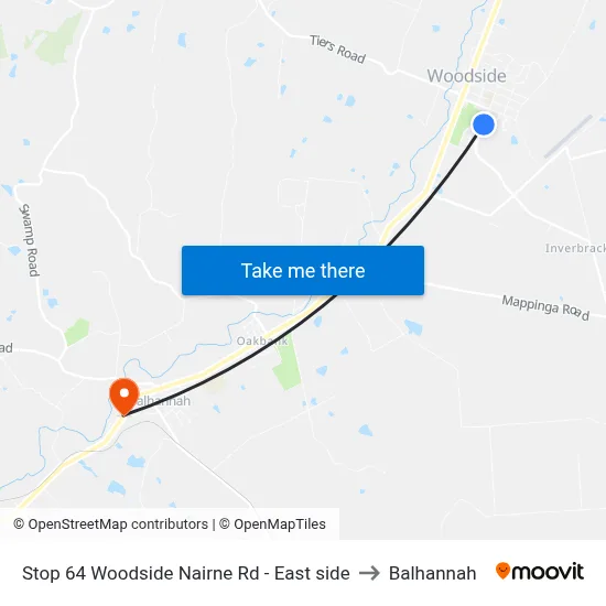 Stop 64 Woodside Nairne Rd - East side to Balhannah map