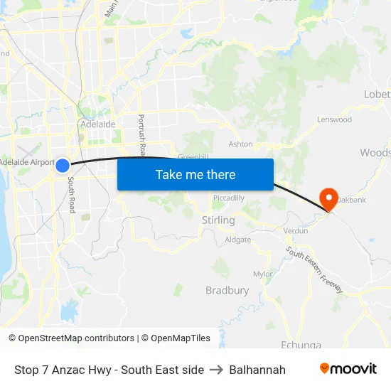 Stop 7 Anzac Hwy - South East side to Balhannah map