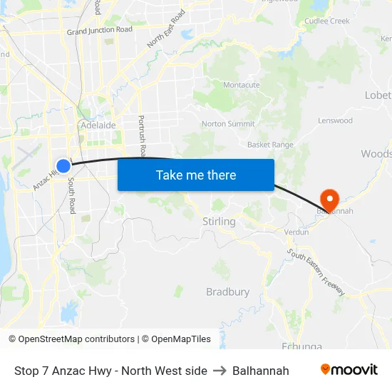 Stop 7 Anzac Hwy - North West side to Balhannah map