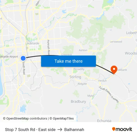 Stop 7 South Rd - East side to Balhannah map