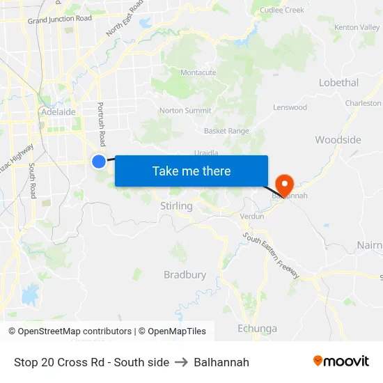Stop 20 Cross Rd - South side to Balhannah map