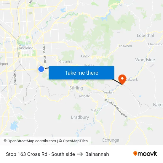 Stop 163 Cross Rd - South side to Balhannah map