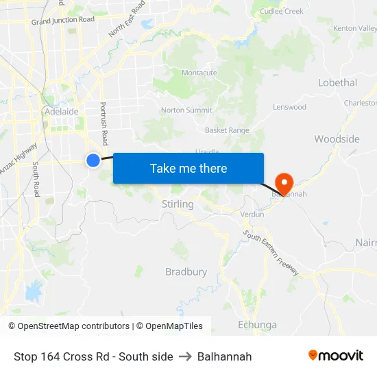 Stop 164 Cross Rd - South side to Balhannah map